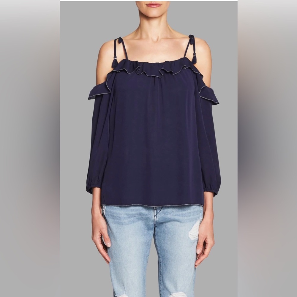 Joie “Eukene” 100% silk cold shoulder top. Sz Medium NWOT